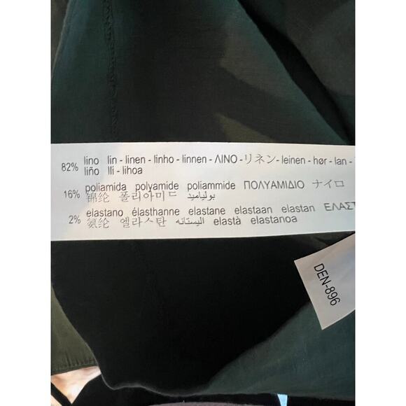 Zara Green Linen Dress high neck Cross back NWT - Picture 6 of 6